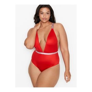 NWOT Victoria Secret Shine One Piece Swimsuit Large Red